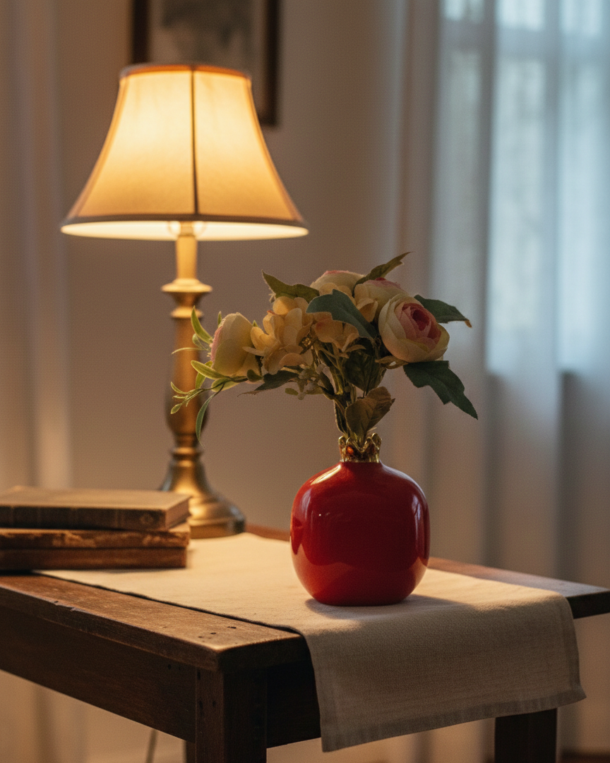 Pomegranate Vase with Gold Accent