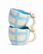 Gingham Garden Mug (Blue) | Set of 2