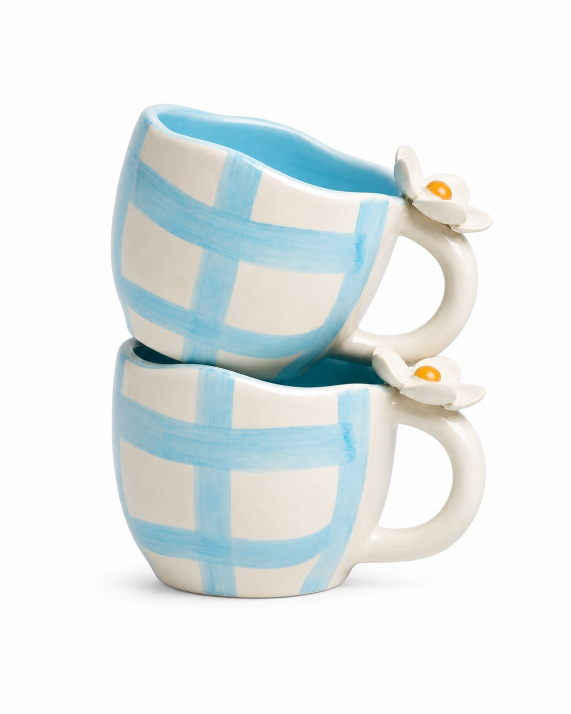 Gingham Garden Mug (Blue) | Set of 2
