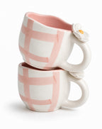 Gingham Garden Mug (Pink) | Set of 2
