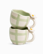 Gingham Garden Mug (Green) | Set of 2