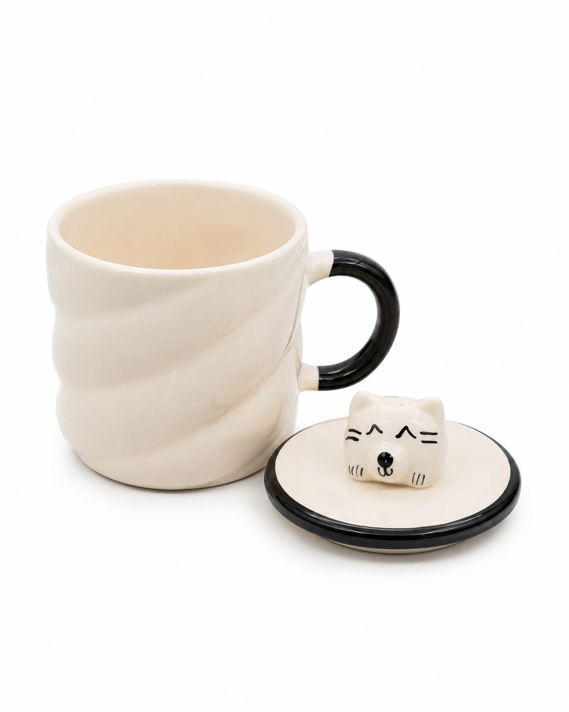 Kitty Curl Mug with Lid