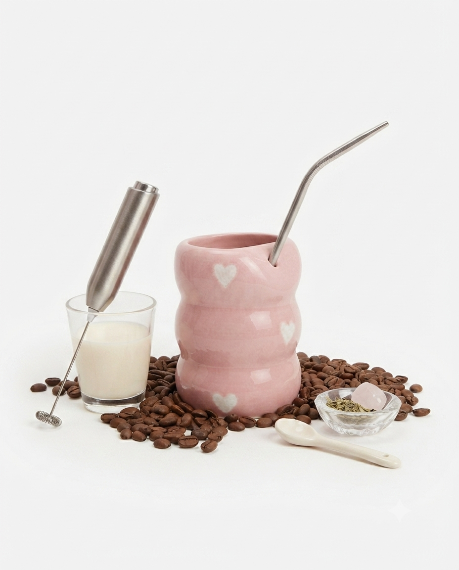 Sipper with Metal Straw - Pink Hearts