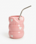 Sipper with Metal Straw - Pink Hearts