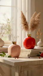 Pomegranate Vase with Gold Accent