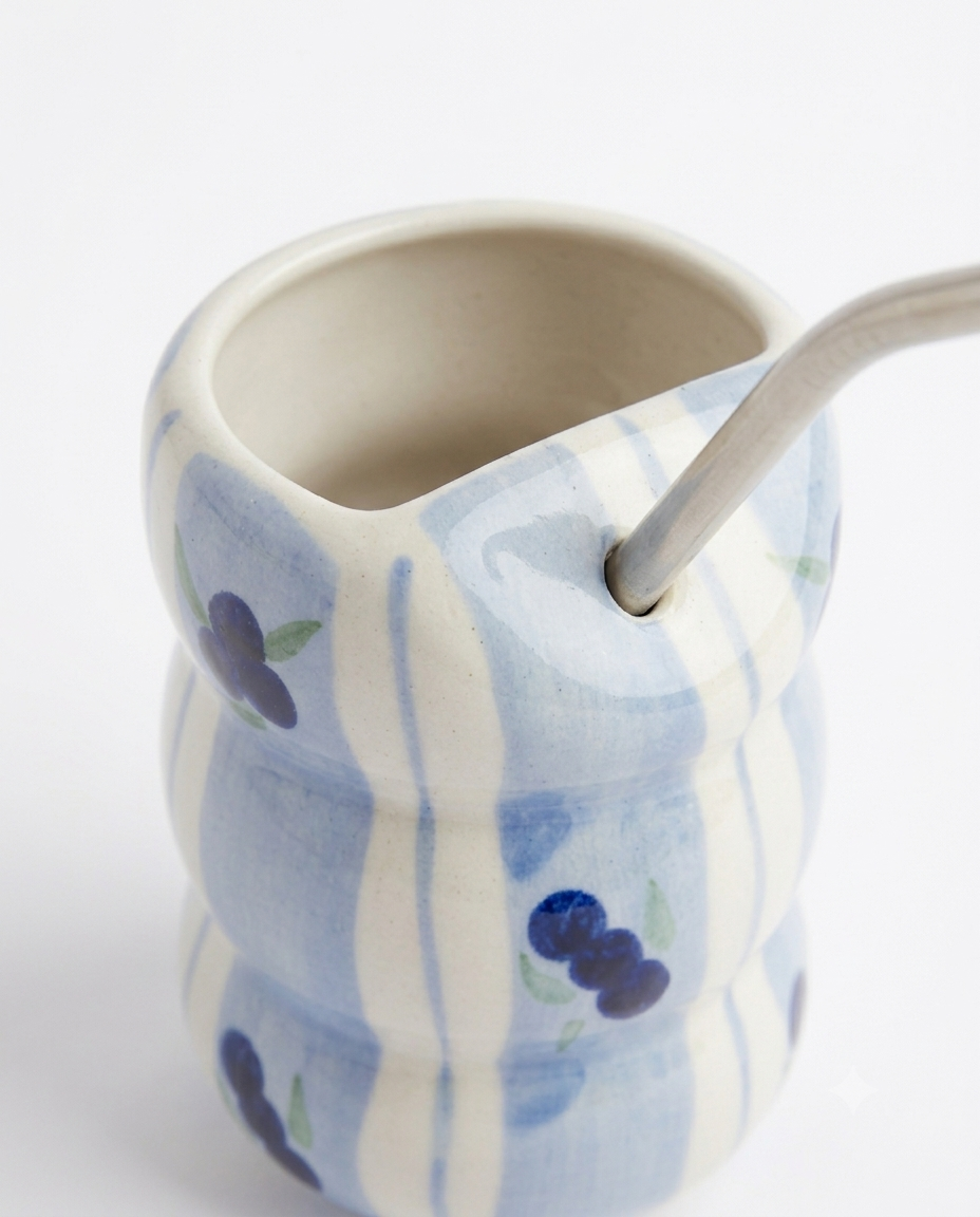 Sipper with Metal Straw - Blueberry