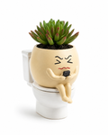 The Doomscroller Resin Planter with Artificial Succulent