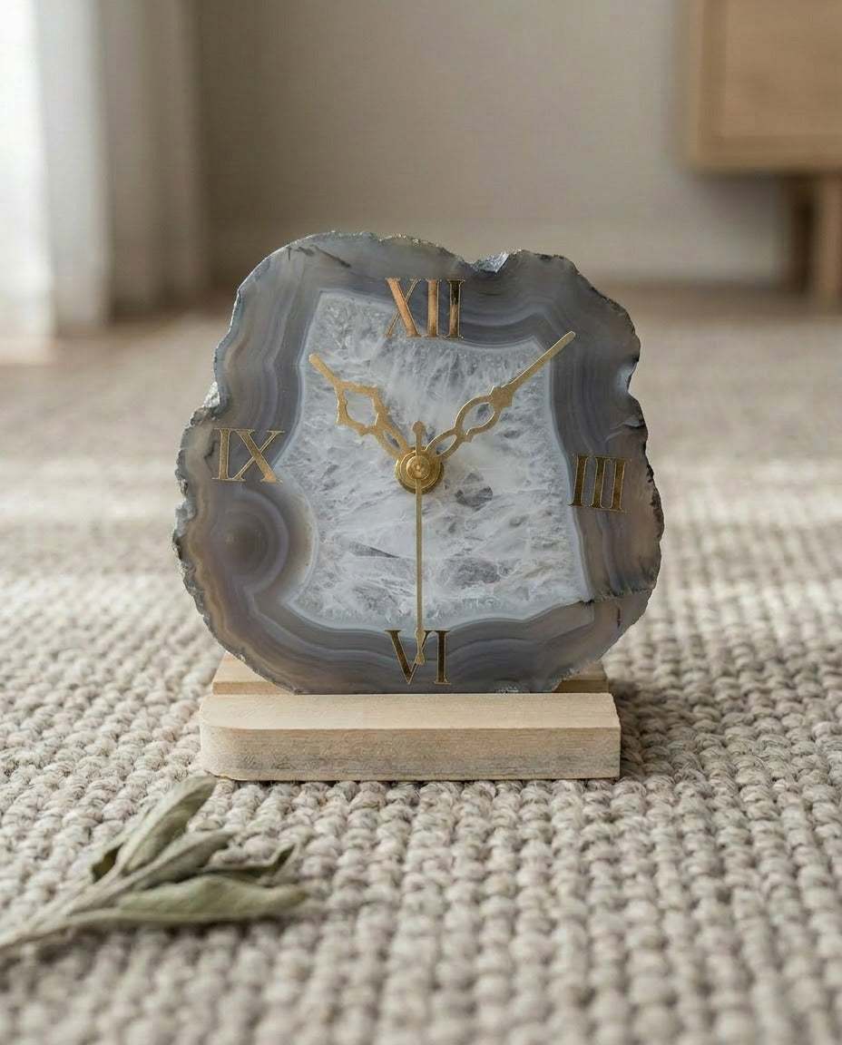 Moonstone Hour Agate Stone Clock