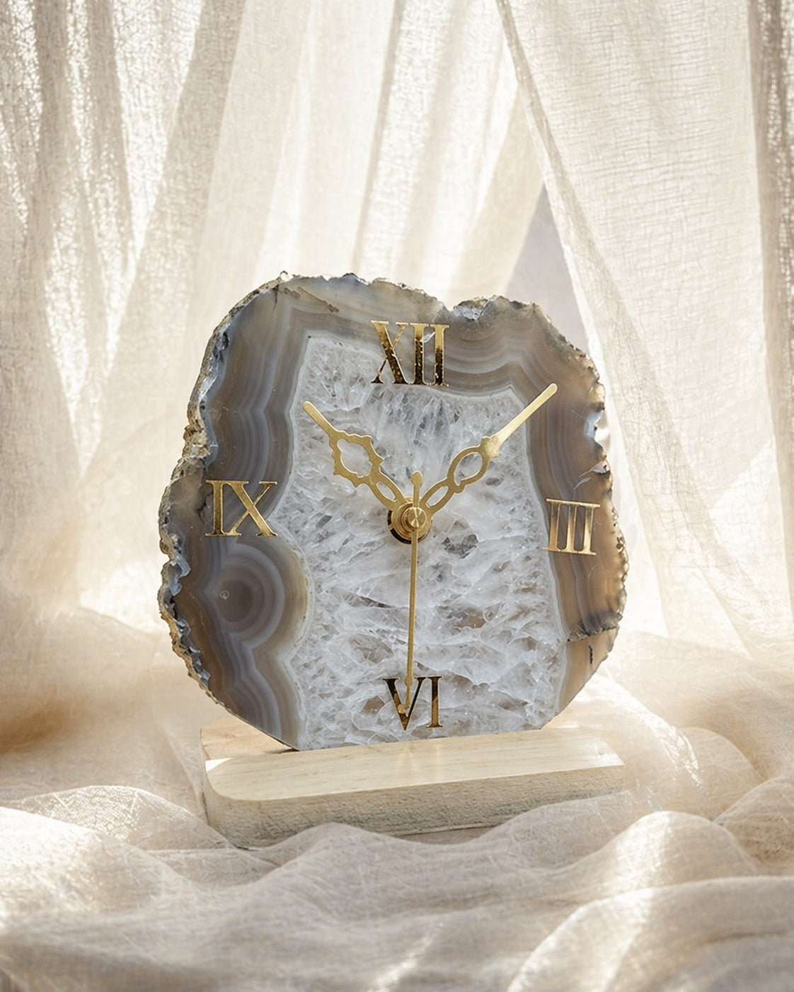 Moonstone Hour Agate Stone Clock