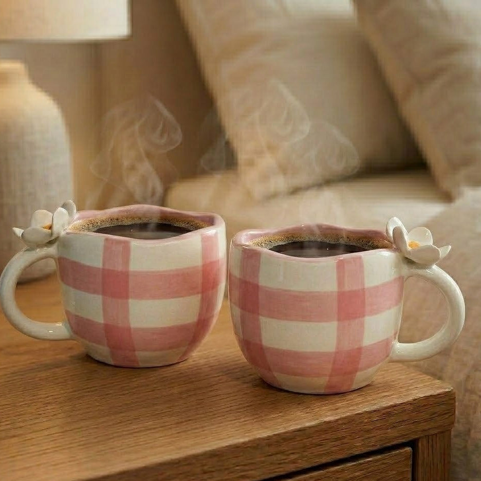 Gingham Garden Mug | Set of 2