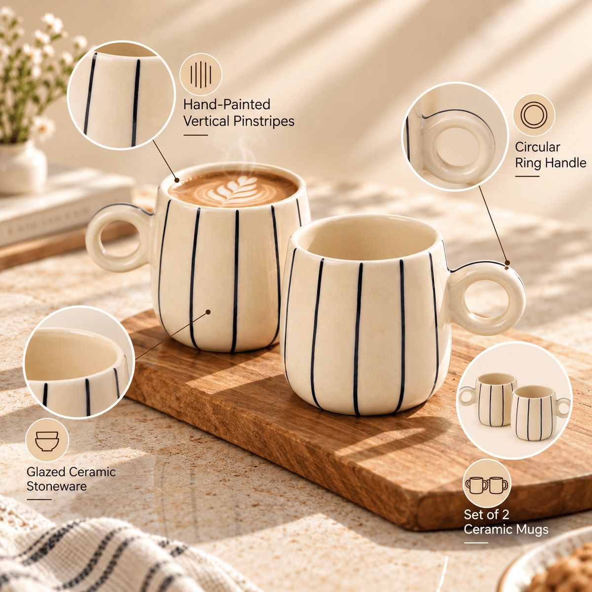 Harbour Stripe Mugs | Set of 2
