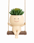 Luna Planter Swing Resin Planter with Artifical Succulent